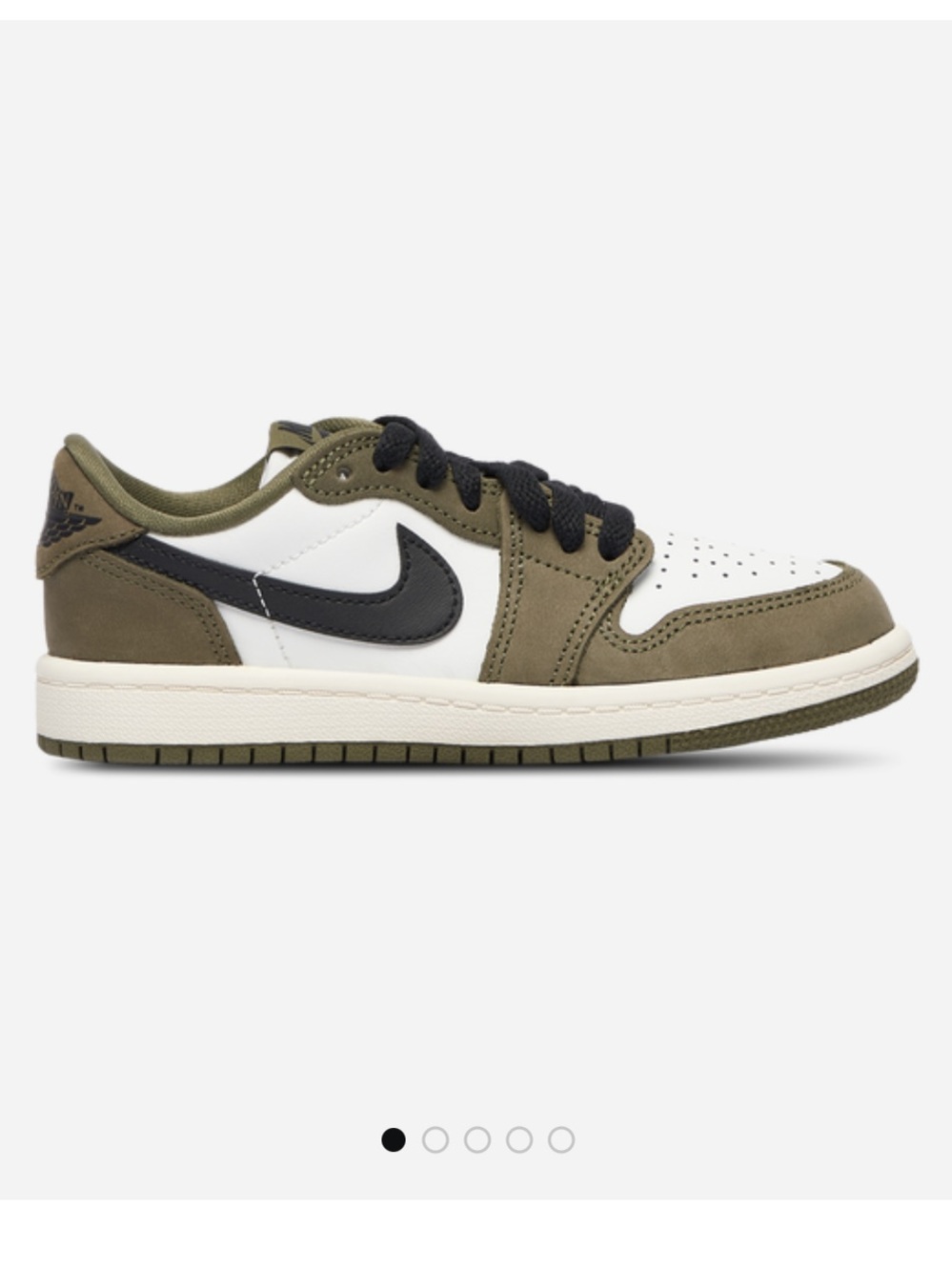 Jordan Retro 1 Low - White, Olive & Black